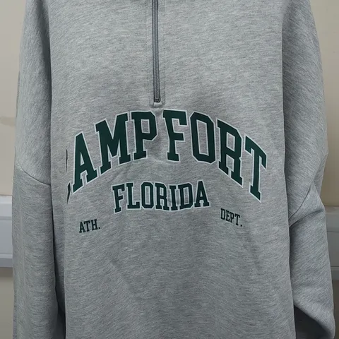 BOOHOO PLUS FLORIDA VARSITY HALF ZIP IN GREY - 24