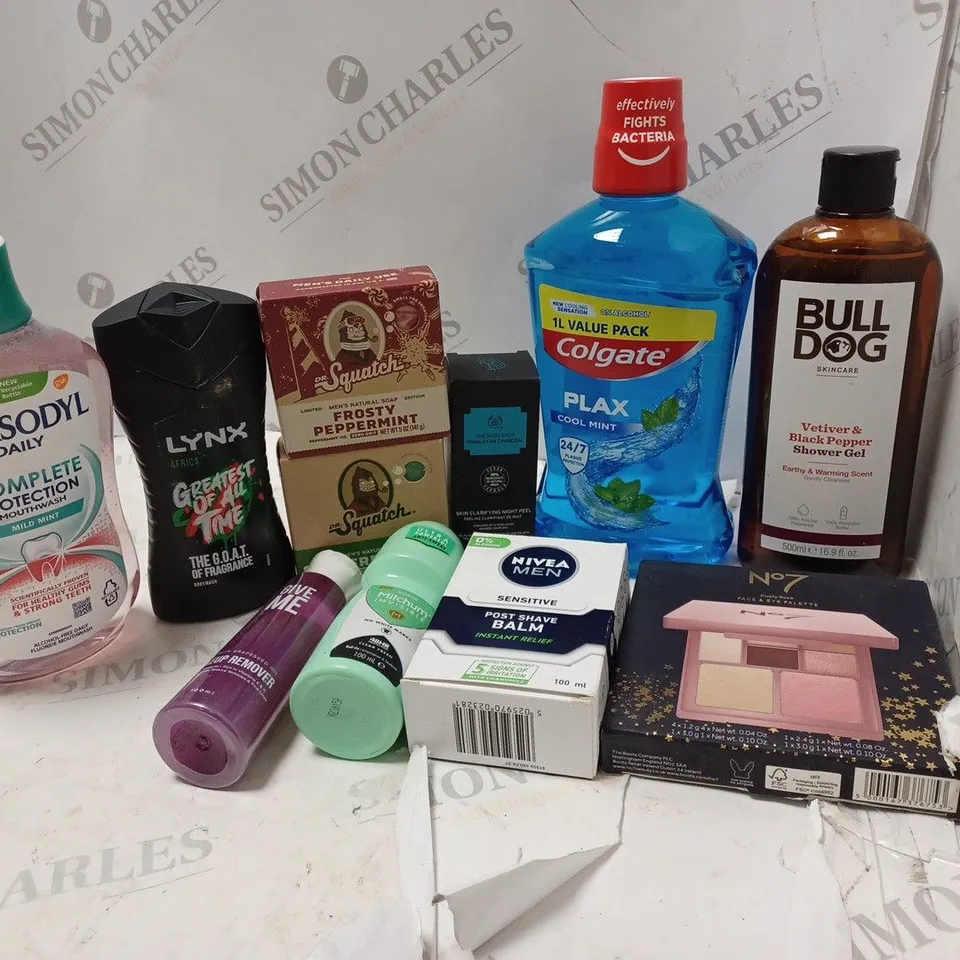 LOT OF BEAUTY PRODUCTS TO INCLUDE COLGATE MOUTHWASH, SOAP, ETC
