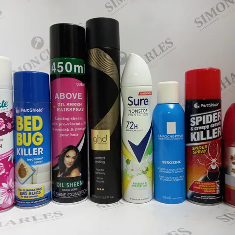 BOX OF APPROX 12 ASSORTED AEROSOLS TO INCLUDE BATISTE DRY SHAMPOO, GHD HAIRSPRAY, SURE DEODORANT, ETC
