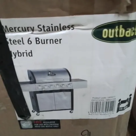BOXED OUTBACK MERCURY STAINLESS STEEL 6 BURNER HYBRID BBQ