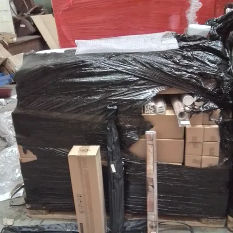 PALLET OF ASSORTED HOUSEHOLD GOODS AND PRODUCTS TO INCLUDE;WALLPAPER ADHESIVE,LED MIRROR LIGHT,FISHING ROD