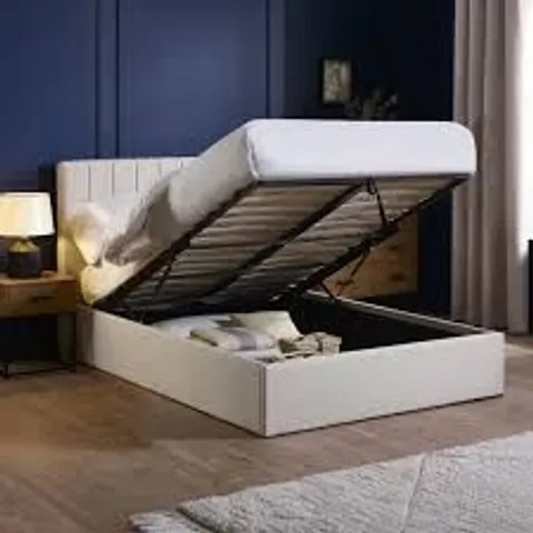 BOXED JULIAN BOWEN AYLEN OTTOMAN BED, STORAGE, KING, CREAM - W168 X D213CM (2 BOXES)