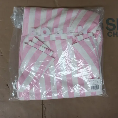BAGGED BODEN CROSS-BACK LINEN BLEND DRESS IN ORCHID PINK STRIPE SIZE 8R