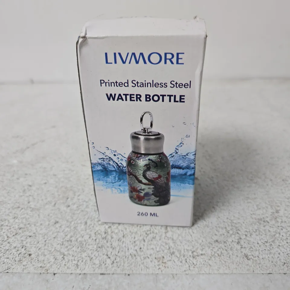 LIVMORE PRINTED STAINLESS STEEL WATER BOTTLE – 260 ML