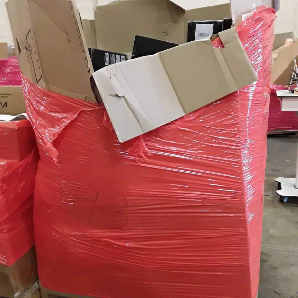 PALLET OF ASSORTED PRODUCTS INCLUDING NON-WOVEN FABRIC WARDROBE, ROTARY DEHUMIDIFIER, UNICORN PINATA, GREEN UMBRELLA, WALL CLOCK