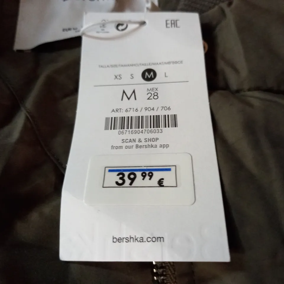 BERSHKA KHAKI BOMBER STYLE JACKET - EUR M
