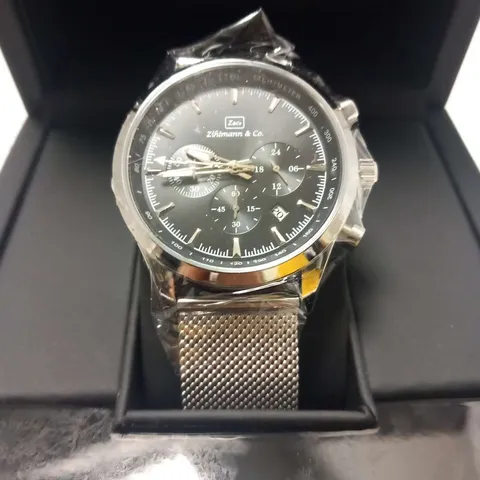 MEN’S ZIHLMANN & CO CHRONOGRAPH WATCH – MODEL ZC70 – SILVER COLOUR CASE – BLACK DIAL WITH SUB DIALS – 3ATM WATER RESISTANT – STAINLESS STEEL STRAP – RRP £500
