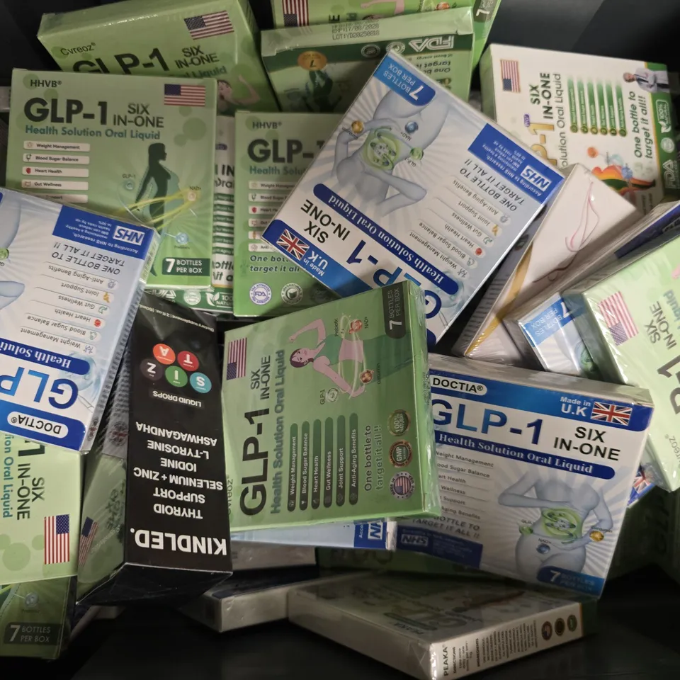 APPROXIMATELY 30 ASSORTED VITAMIN/HEALTH AID PRODUCTS TO INCLUDE KINDLED THYROID SUPPORT, GLP-1+GIP WEIGHT MANAGEMENT, HEALTH SOLUTION ORAL LIQUID, ETC - COLLECTION ONLY