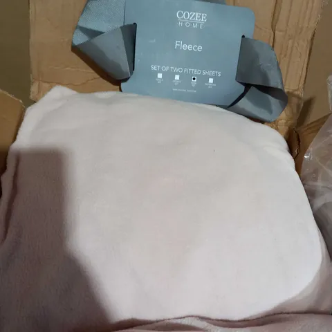 COZEE HOME FLEECE SET OF TWO FITTED SHEETS- KING SIZE ROSE