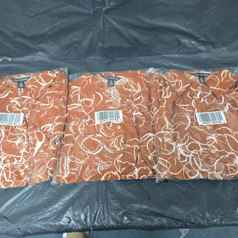 12 BAGGED NINA LEONARD MIDI DRESS PRINTED COLLARED BALLOON SLEEVE ORANGE 