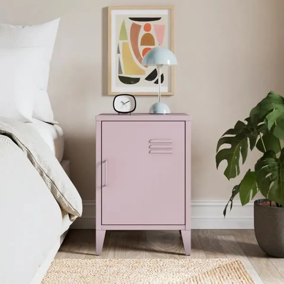 BOXED HELGA METAL BEDSIDE TABLE - HEATHER, LILAC (1 BOX)