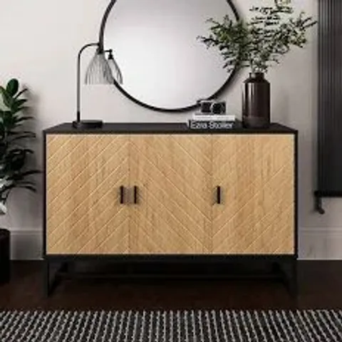 BOXED NIXON 6 DRAWER CHEST, BLACK & OAK EFFECT (1 BOX)