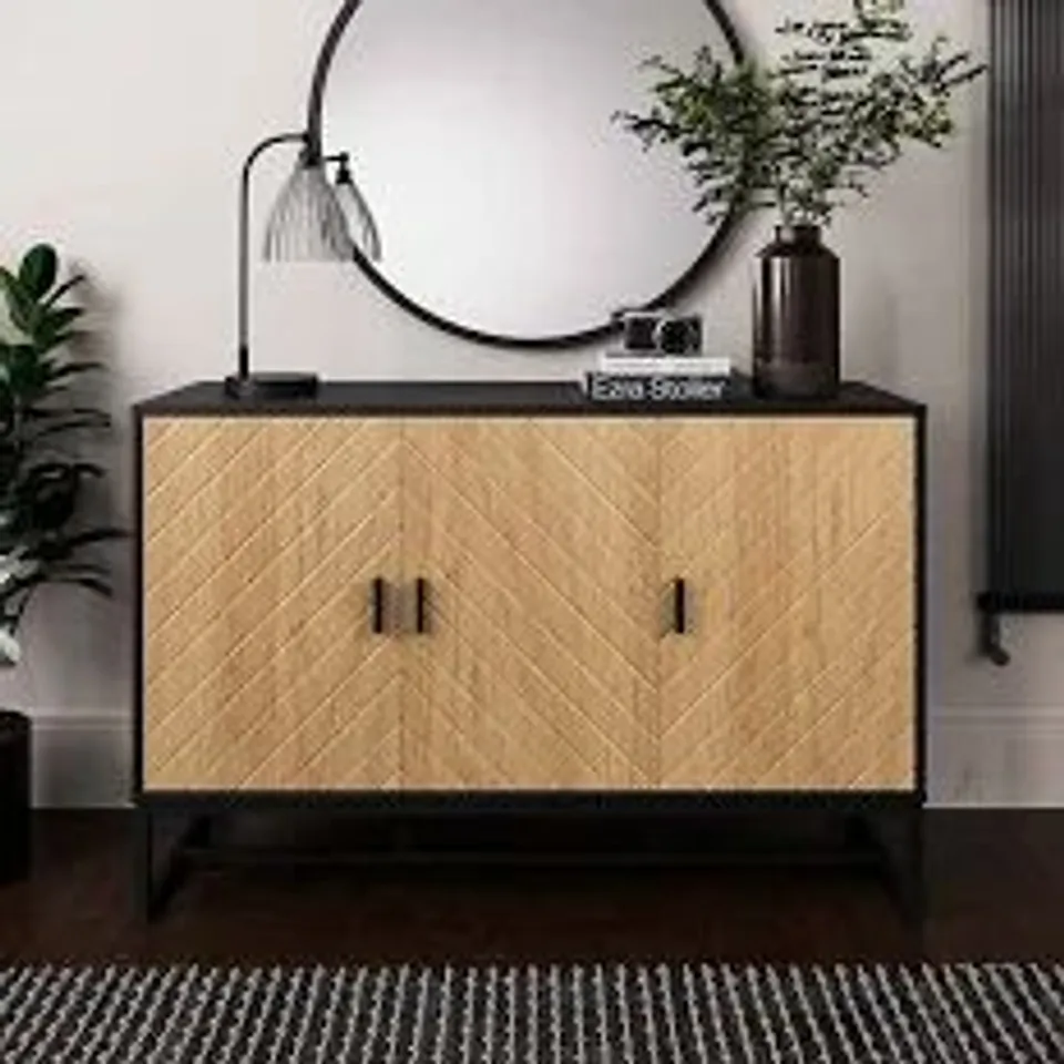 BOXED NIXON 6 DRAWER CHEST, BLACK & OAK EFFECT (1 BOX)