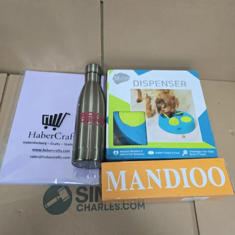 APPROXIMATELY 15 ASSORTED HOUSEHOLD PRODUCTS TO INCLUDE THROW PILLOWS COVERS, IQUTIES DISPENSER, HABERCRAFTS A4 PAPER, ETC - COLLECTION ONLY