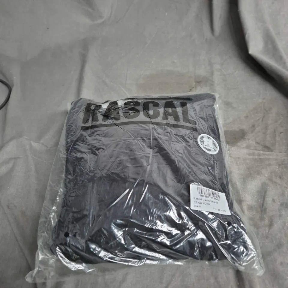 RASCAL CAMO HOODIE – BLACK, 11-12 YRS