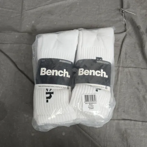 BENCH WHITE SOCKS – UK 6-11 (EUR 39-46) (2 PACKS OF 5)