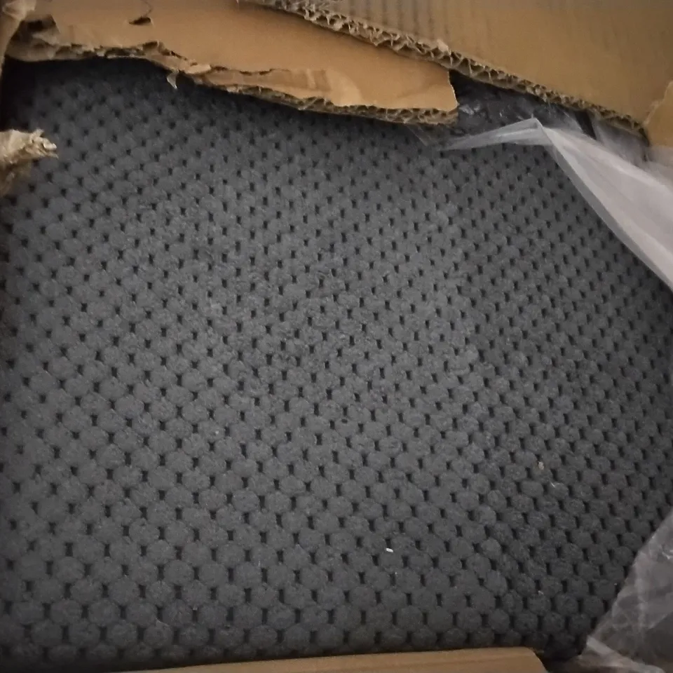 BOXED DESIGNER KANSAS DARK GREY DOTTED CHORD FABRIC CORNER SOFA (1 OF 3 BOXES)