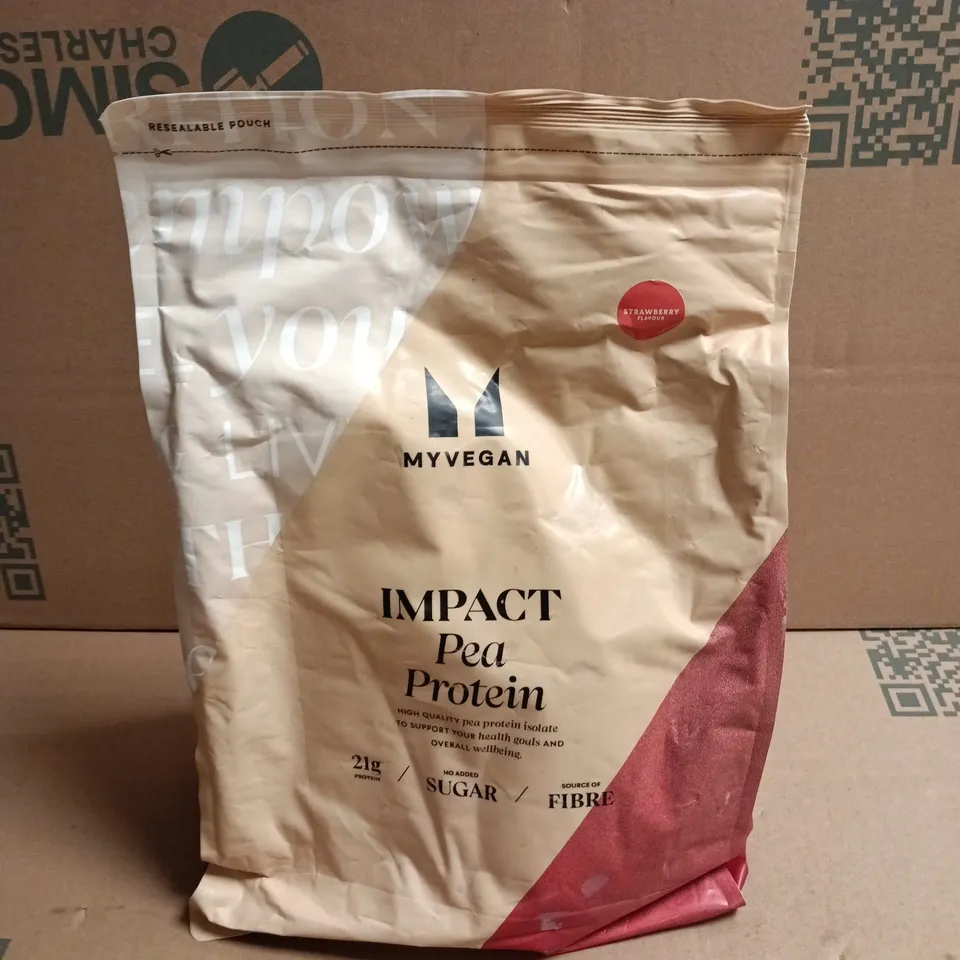 MYVEGAN IMPACT PEA PROTEIN – STRAWBERRY FLAVOUR, RESEALABLE POUCH 2.5KG