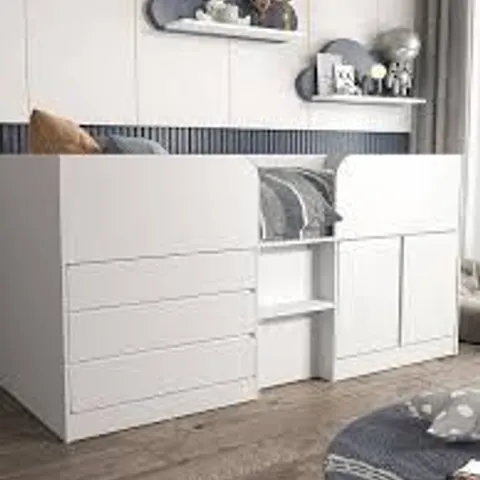 BOXED BAILEY MID SLEEPER BED - WHITE (2 BOXES)