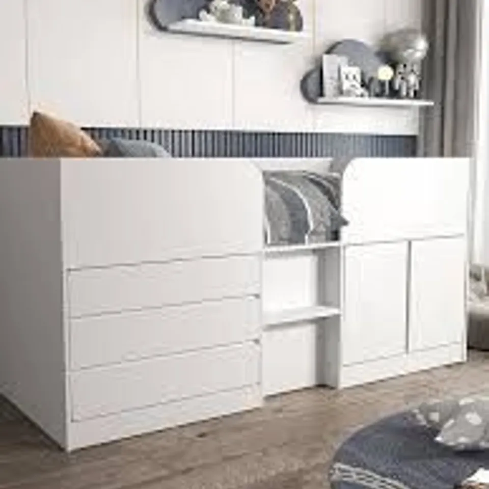 BOXED BAILEY MID SLEEPER BED - WHITE (2 BOXES)