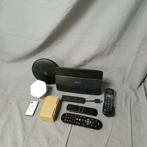 BT TV SET-TOP BOX WITH REMOTE & CABLES BOX OF APPROXIMATELY 5 ITEMS .