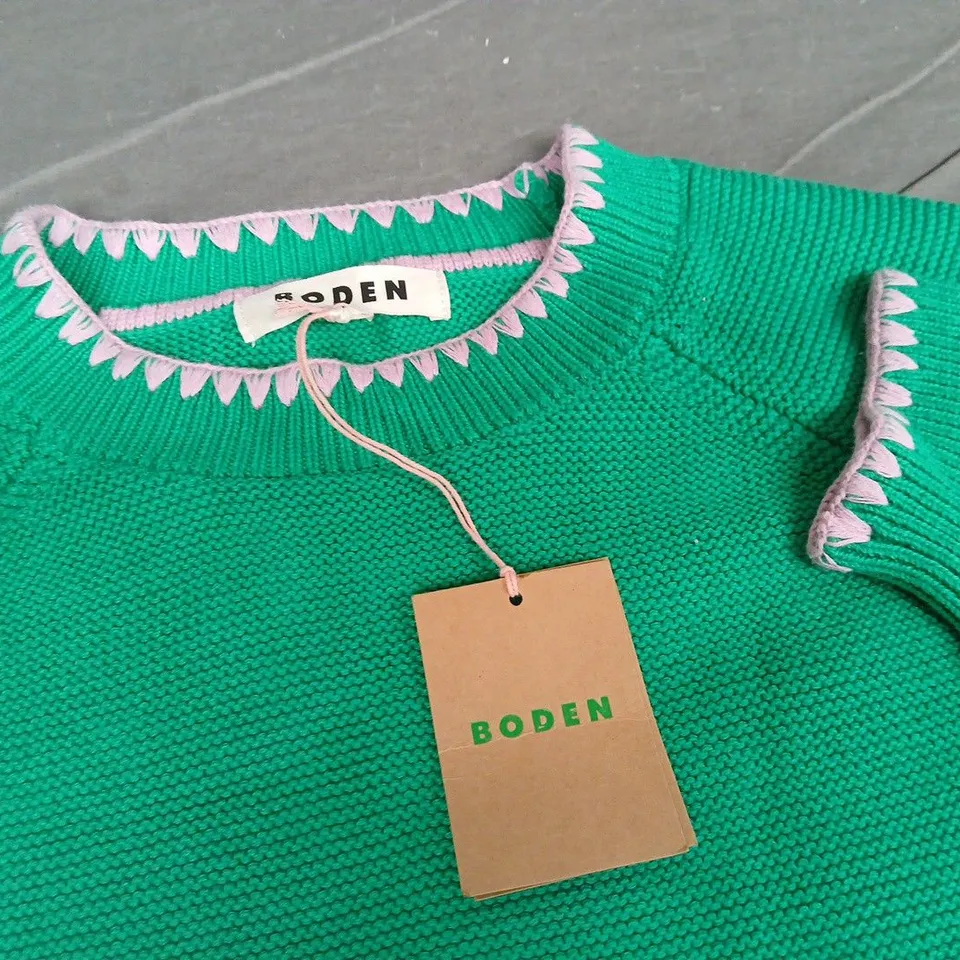 BODEN CREW NECK GREEN JUMPER - M