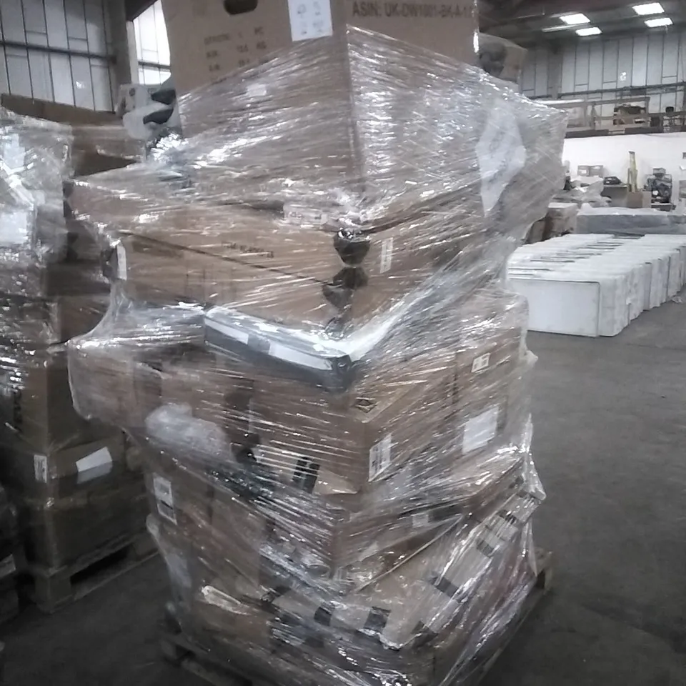 PALLET CONTAINING ASSORTED PRODUCTS INCLUDING TILE CUTTER, HANDHELD   VACUUM CLEANER & OFFICE CHAIR