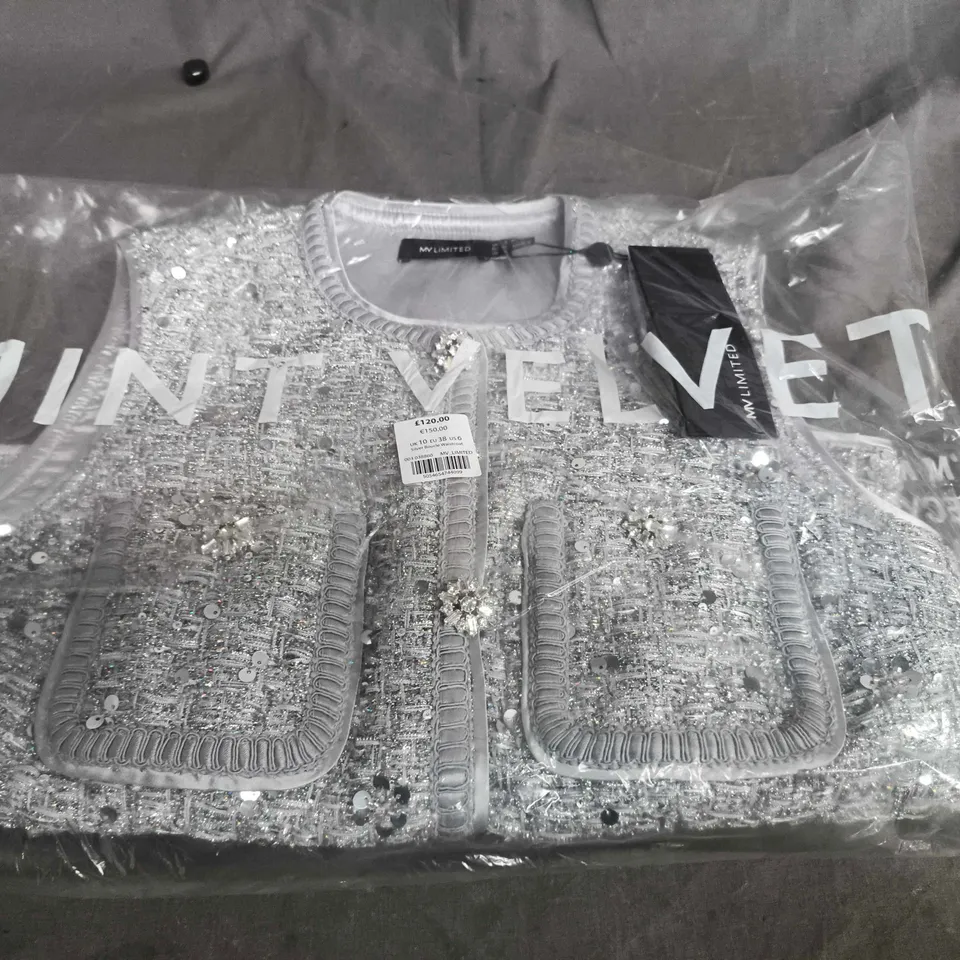 MV LIMITED SILVER BOUCLE WAISTCOAT – UK 10 