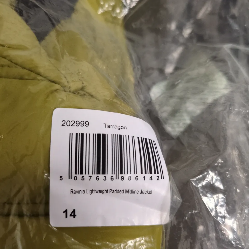 WEIRD FISH LIGHTWEIGHT PADDED MIDLINE JACKET – TARRAGON – UK 14