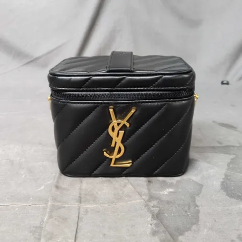 YSL BLACK BEAUTE FAUX LEATHER QUILTED VANITY CASE