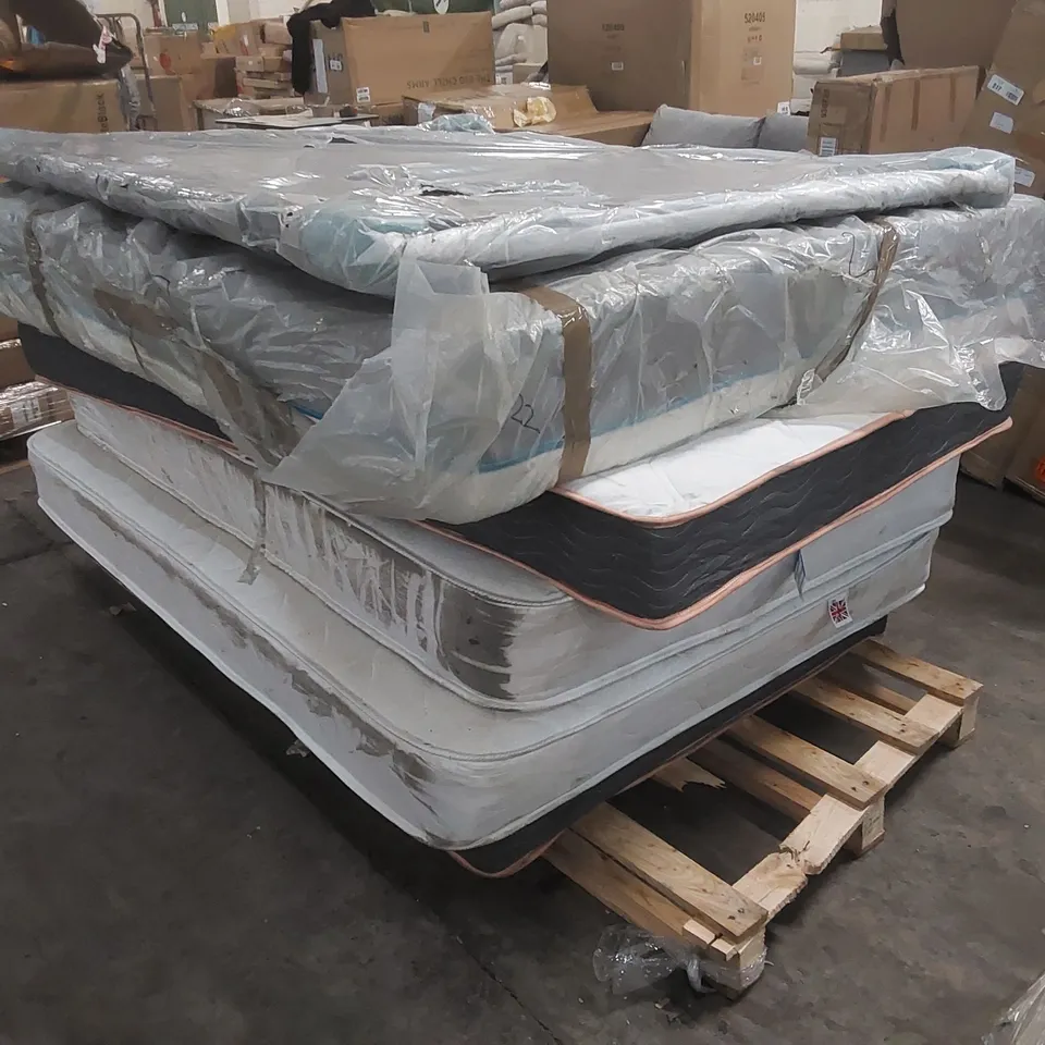 PALLET CONTAINING 5x ASSORTED MATTRESSES AND 1x HEADBOARD