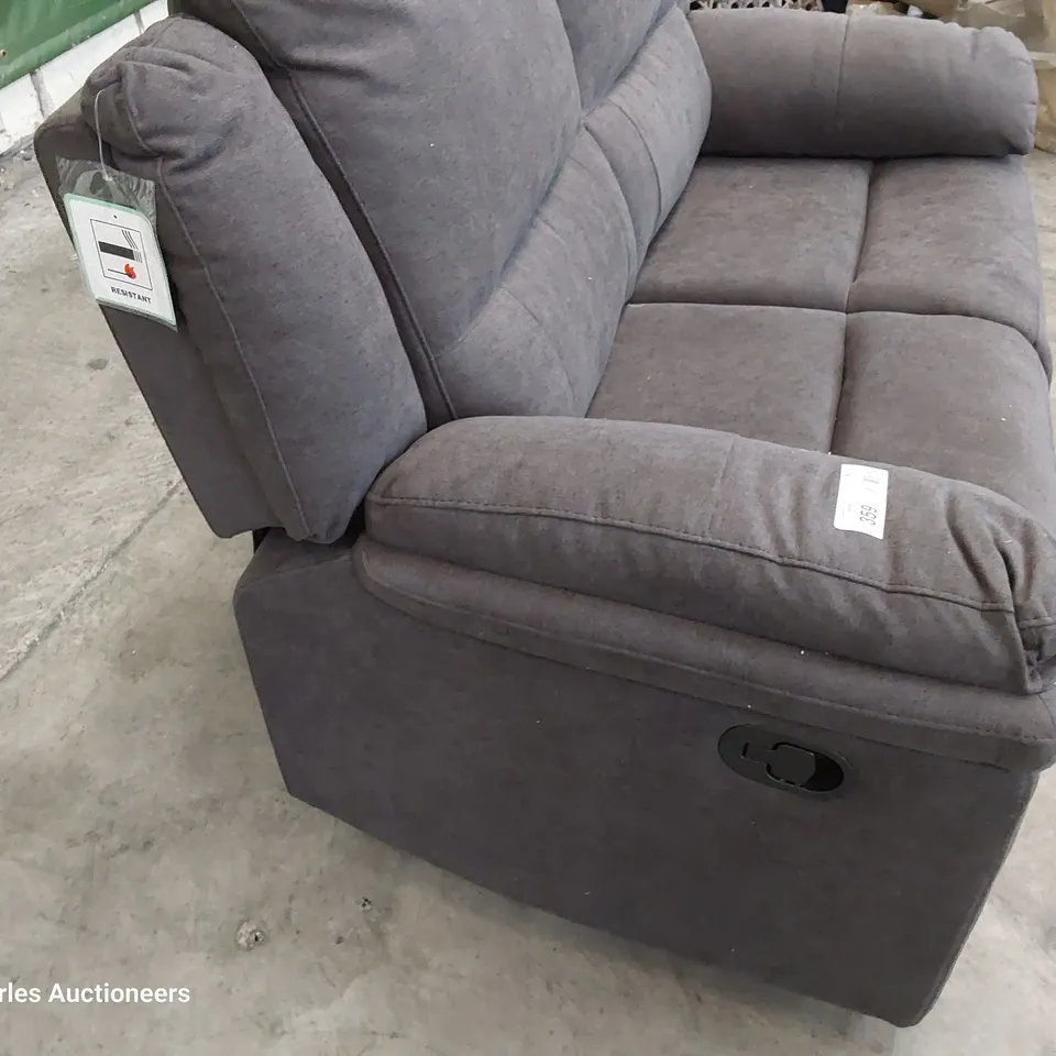 DESIGNER MANUAL RECLINING TWO SEATER SOFA CHARCOAL FABRIC 