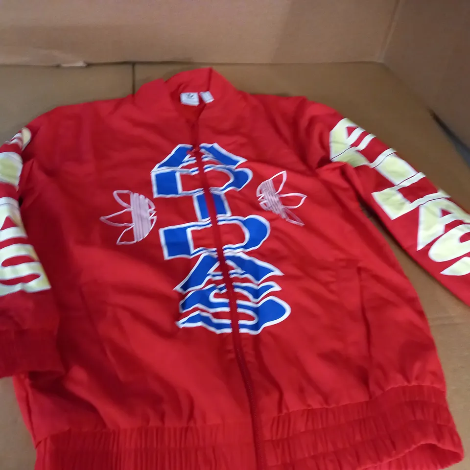 ADIDAS RED ZIP THROUGH JACKET - UK 12