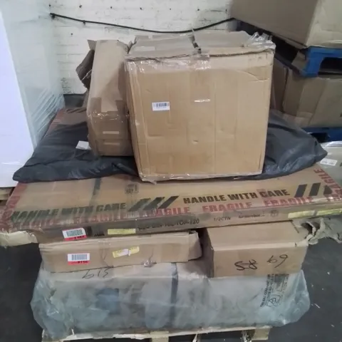 PALLET CONTAINING VARIOUS INCOMPLETE BOXED FURNITURE PARTS AND OTHER HOUSEHOLD ITEMS ETC.