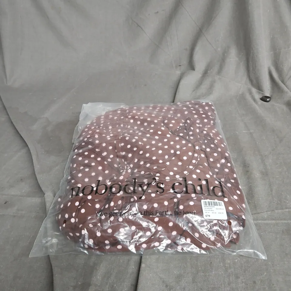 NOBODYS CHILD FAE MIDI DRESS SOFT BROWN UK 14 BAGGED