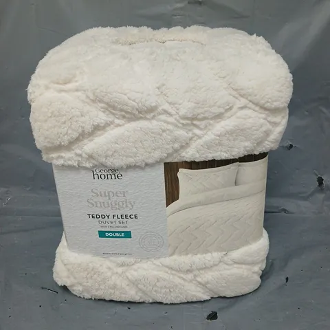 SUPER SNUGGLE TEDDY FLEECE DUVET SET IN CREAM SIZE DOUBLE