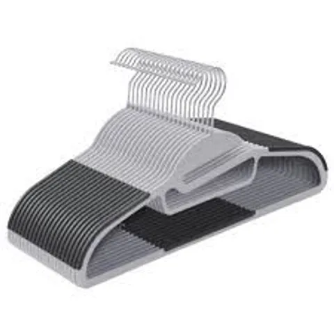 BOXED SONGMICS SET OF 20 PLASTIC HANGERS - GREY/BLACK