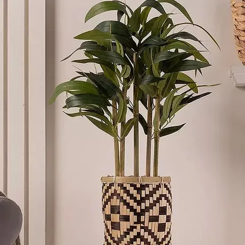 60CM FAUX ARTIFICIAL BAMBOO PLANT IN TRIBAL STYLE PLANTER BOXED