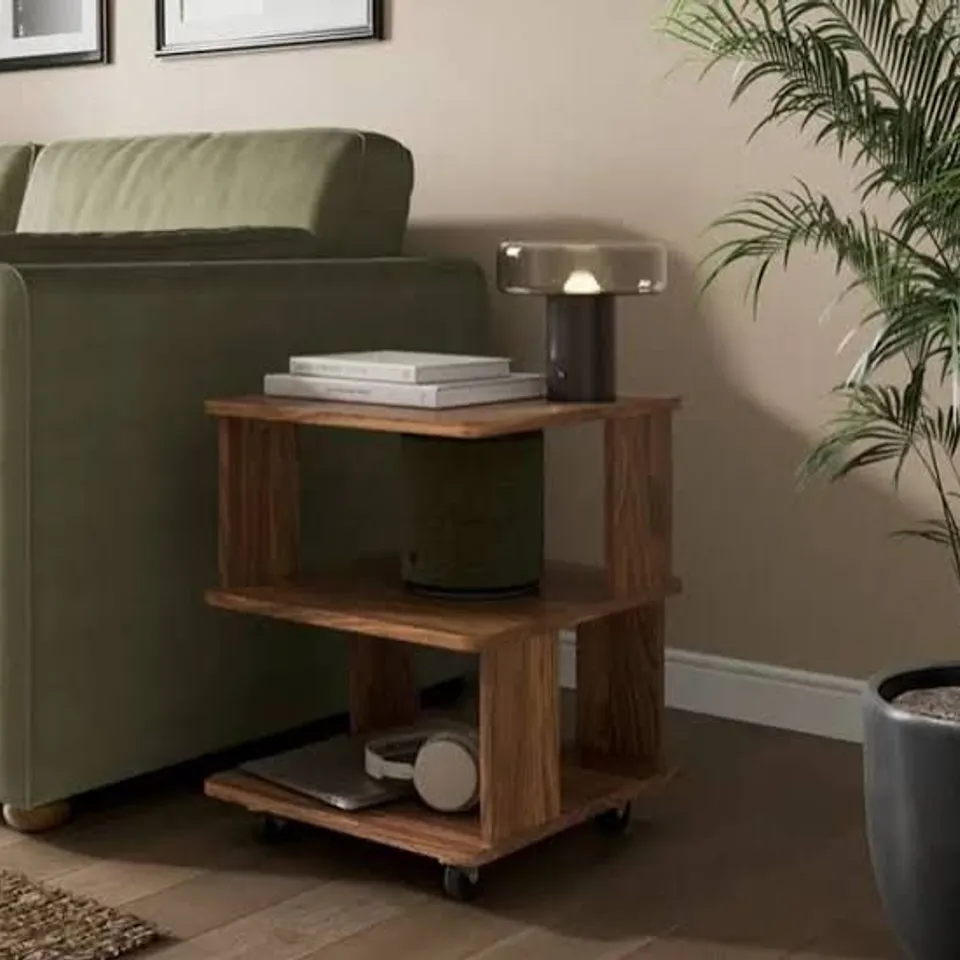 BOXED BROOKS CASTOR SIDE TABLE - WALNUT (1 BOX)