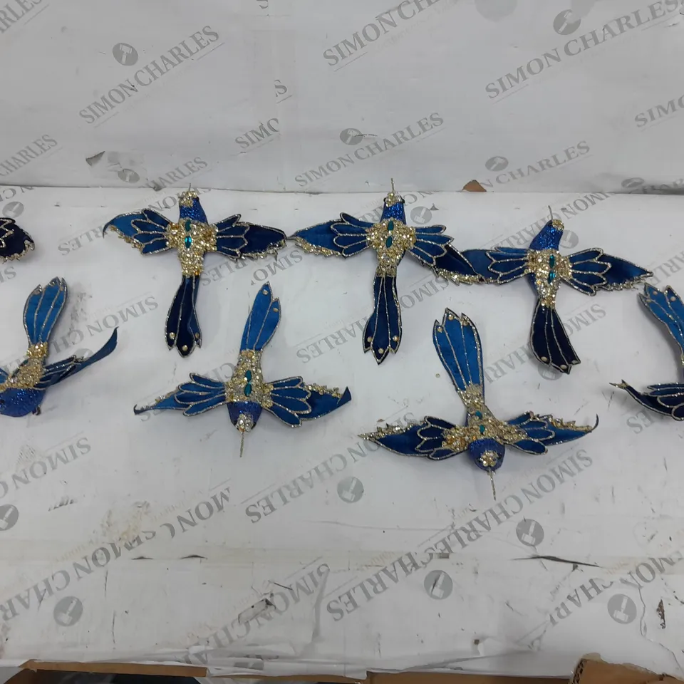 DECORATIVE BIRD CLIPS - NAVY/GOLD X6