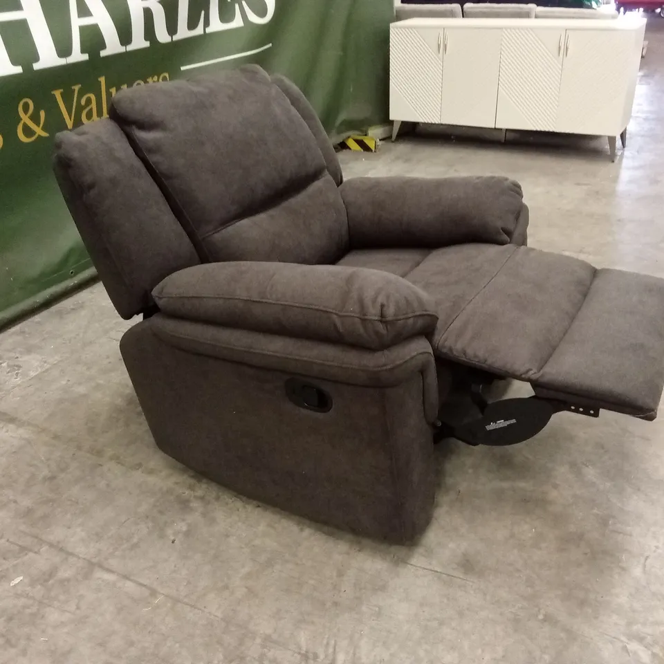 ALBION CHENILLE HIGH BACK MANUAL RECLINER ARMCHAIR - CHARCOAL RRP £479