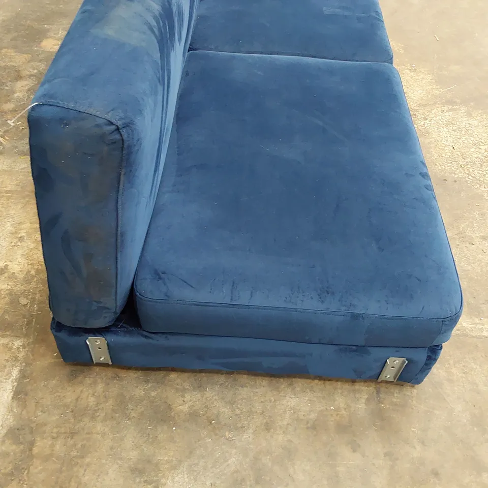 DESIGNER CLICK CLACK SOFA BED BLUE PLUSH FABRIC 