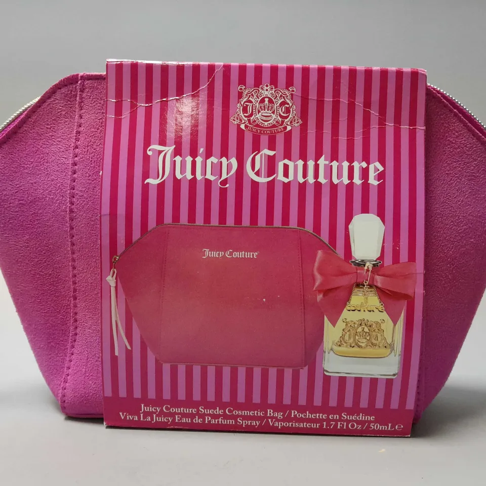 BOXED JUICY COUTURE SUEDE COSMETIC BAG