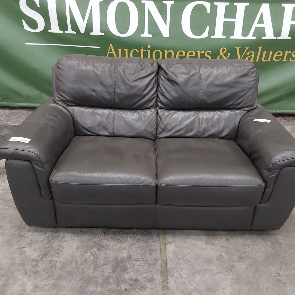 QUALITY DESIGNER 2 SEATER SOFA CHARCOAL LEATHER