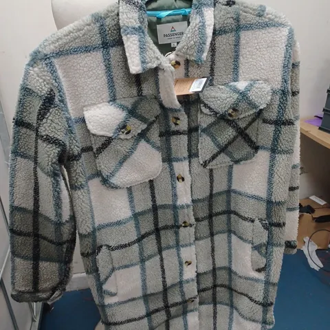 PASSENGER CLOUDY RECYCLED SHERPA LONGLINE FLEECE JACKET - SIZE SMALL