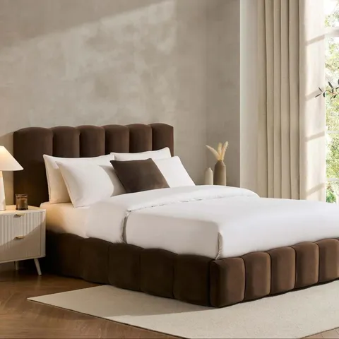 BOXED DUSK CHESHIRE OTTOMAN STORAGE BED - CAPPUCCINO // SIZE: 4FT6 DOUBLE (2 BOXES)