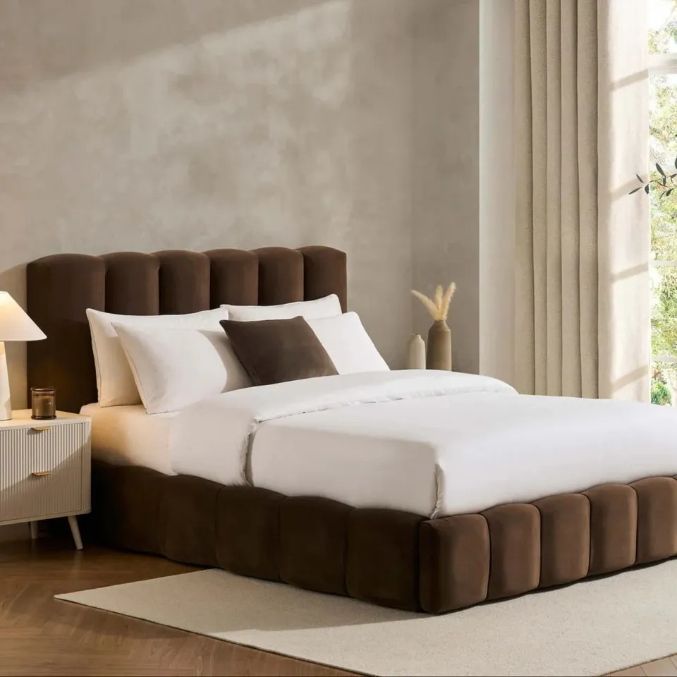 BOXED DUSK CHESHIRE OTTOMAN STORAGE BED - CAPPUCCINO // SIZE: 4FT6 DOUBLE (2 BOXES)