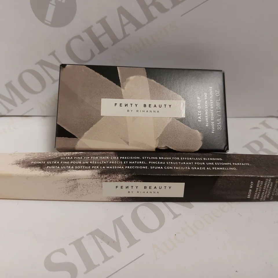BOX OF 2 FENTY BEAUTY ITEMS TO INCLUDE EAZE DROPS SKIN TINT AND BROW MVP PENCIL