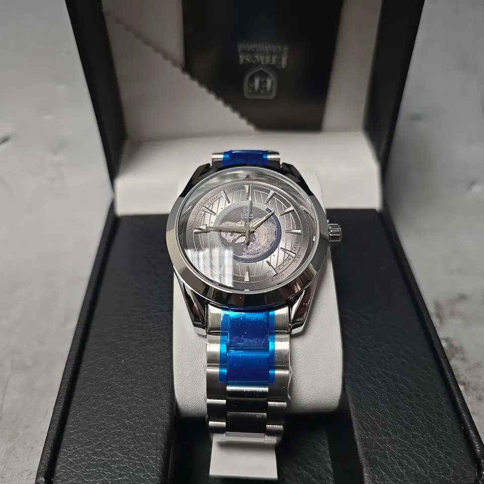 ERNEST FERDINAND WATCH – GLOBAL DIAL – STAINLESS STEEL STRAP – 3ATM WATER RESISTANT - GIFT BOX