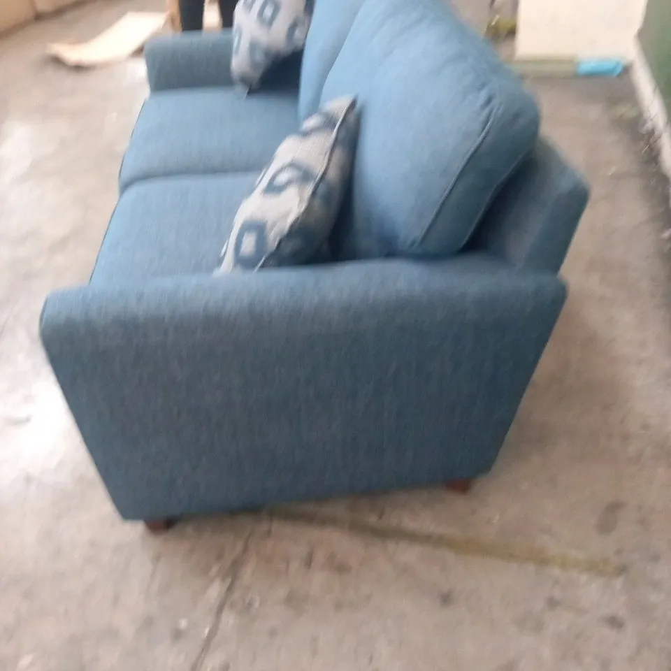DESIGNER BLUE FABRIC 2 SEATER SOFA